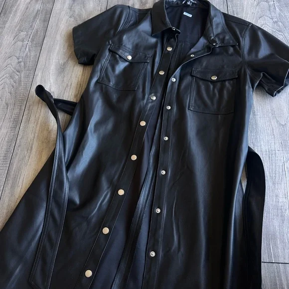 LoveTree Black Faux Leather Mini Dress - Picture 6 of 8